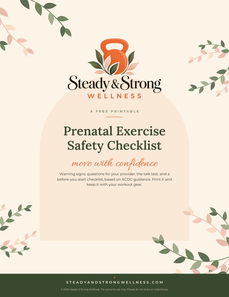 Preview of the free Prenatal Exercise Safety Checklist
