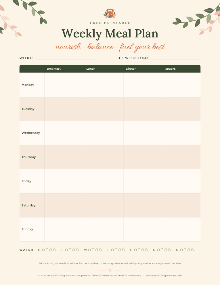 Preview of Weekly Meal Plan Printable